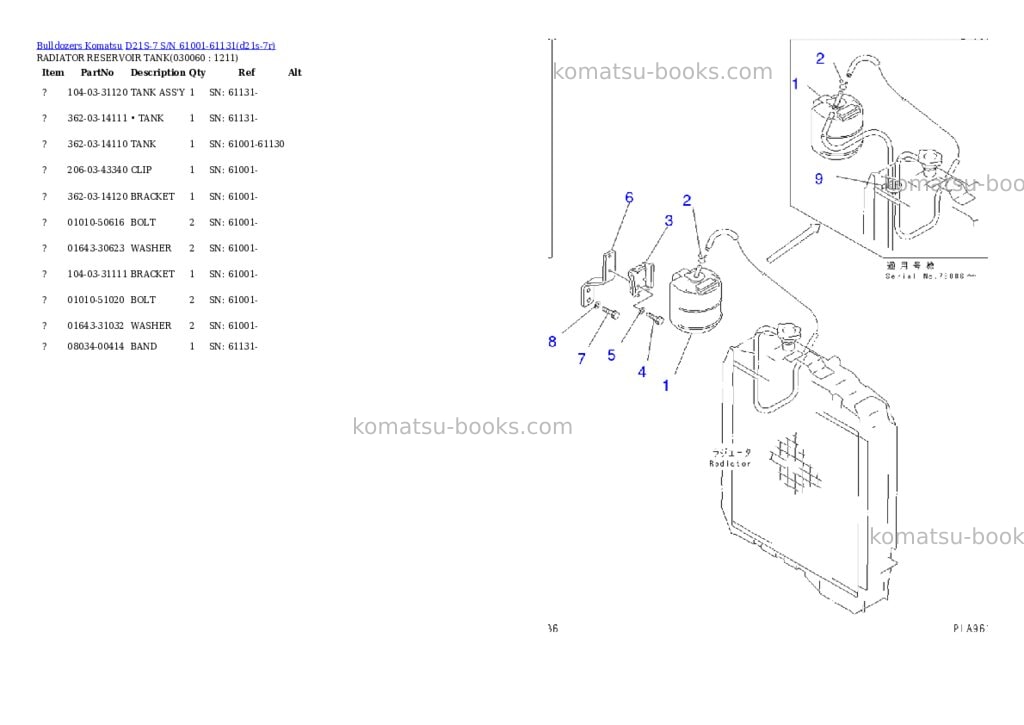Komatsu D21S-7 S/N 61001-61131 Parts catalog cover Page 5 Komatsu D21S-7 S/N 61001-61131 Parts catalog cover Page 5