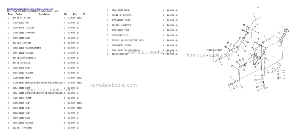 Komatsu D21S-7 S/N 61001-61131 Parts catalog cover Page 8 Komatsu D21S-7 S/N 61001-61131 Parts catalog cover Page 8