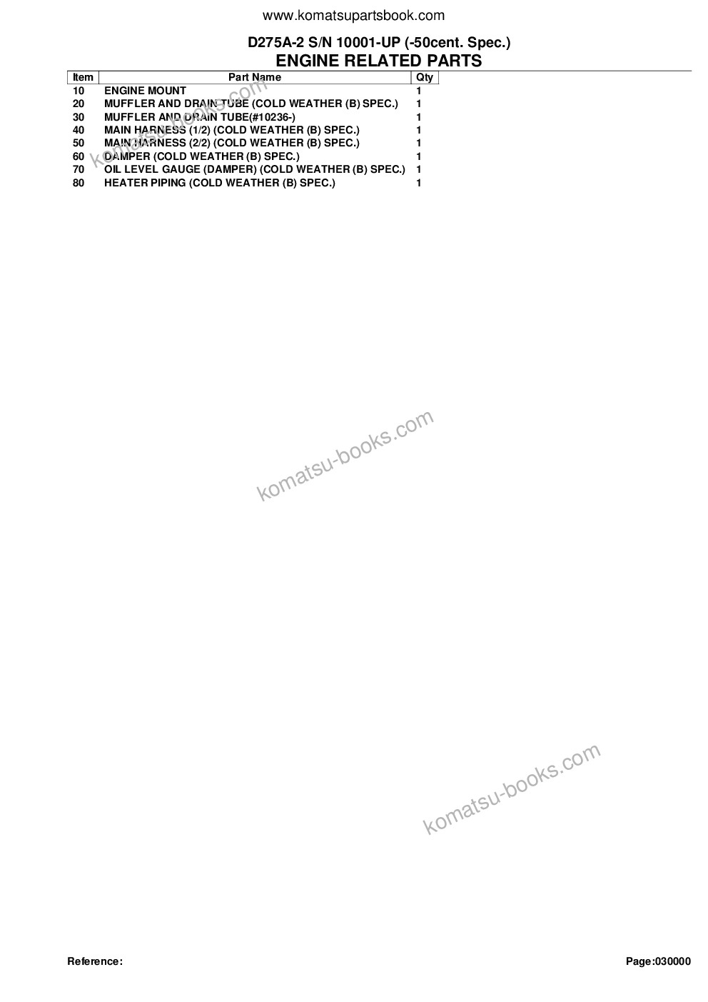 Komatsu D275A-2 S/N 10001-UP (-50cent. Spec.) Parts catalog cover Page 2