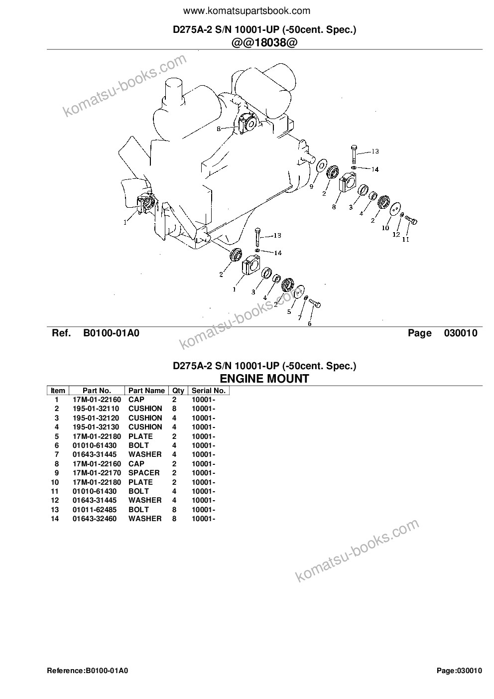 Komatsu D275A-2 S/N 10001-UP (-50cent. Spec.) Parts catalog cover Page 3