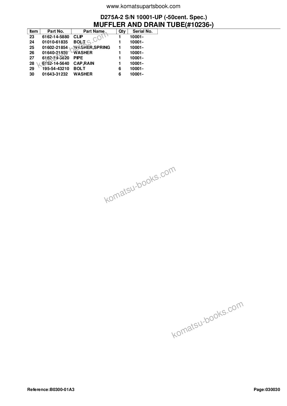 Komatsu D275A-2 S/N 10001-UP (-50cent. Spec.) Parts catalog cover Page 7