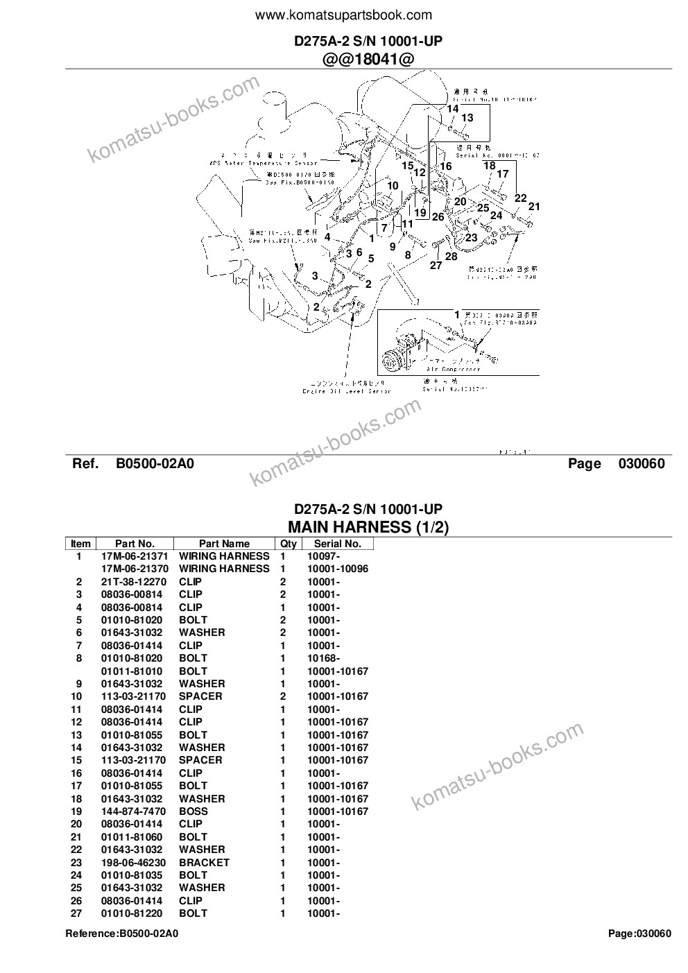 Komatsu D275A-2 S/N 10001-UP Parts catalog cover Page 10 Komatsu D275A-2 S/N 10001-UP Parts catalog cover Page 10