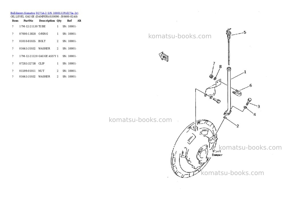 Komatsu d275a-2 s/n 10001-up Parts catalog cover Page 8 Komatsu d275a-2 s/n 10001-up Parts catalog cover Page 8