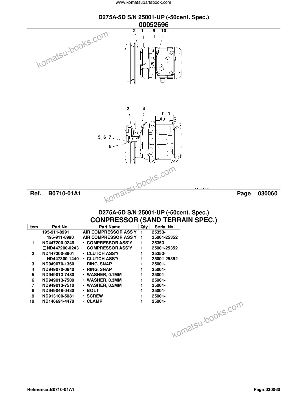 Komatsu d275a-5d s/n 25001-up -50cent. spec. Parts catalog cover Page 10 Komatsu d275a-5d s/n 25001-up -50cent. spec. Parts catalog cover Page 10