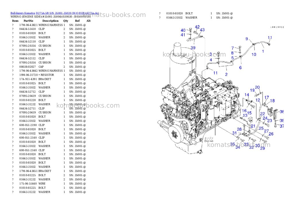 Komatsu d275a-5r s/n 35001-35020 w/o egr Parts catalog cover Page 2