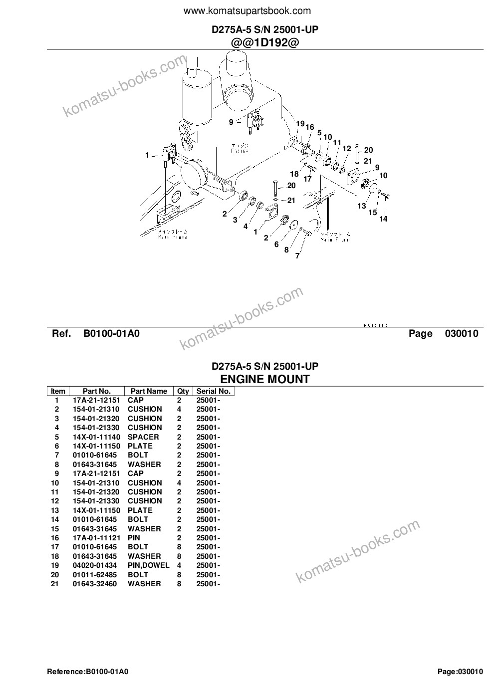 Komatsu d275a-5 s/n 25001-up Parts catalog cover Page 3