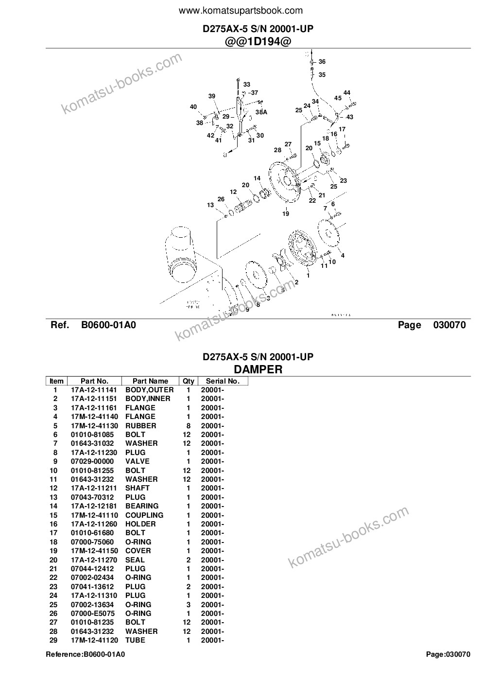 Komatsu d275ax-5 s/n 20001-up Parts catalog cover Page 10