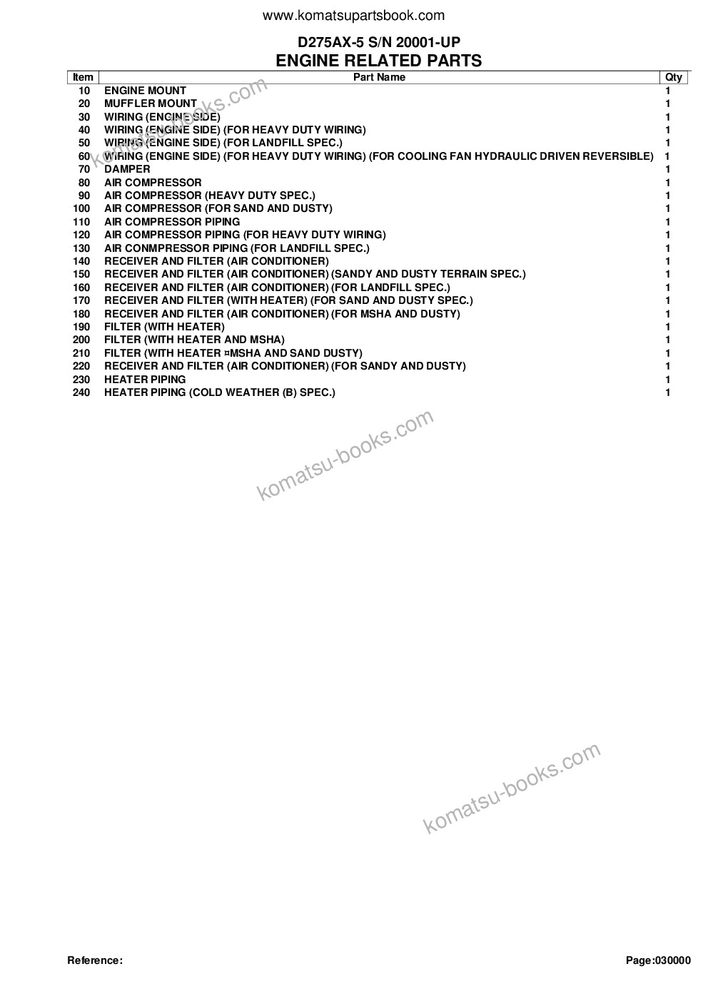 Komatsu d275ax-5 s/n 20001-up Parts catalog cover Page 2