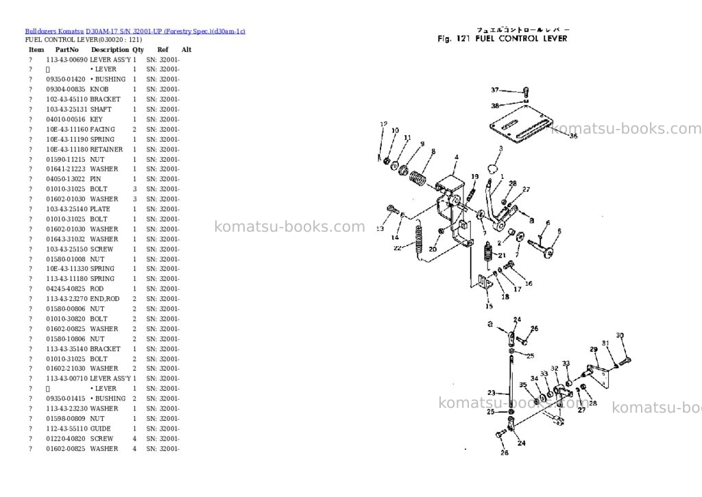 Komatsu D30AM-17 S/N 32001-UP (Forestry Spec.) Parts catalog cover