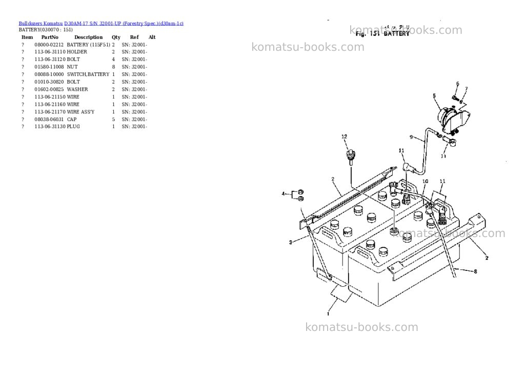 Komatsu D30AM-17 S/N 32001-UP (Forestry Spec.) Parts catalog cover Page 6