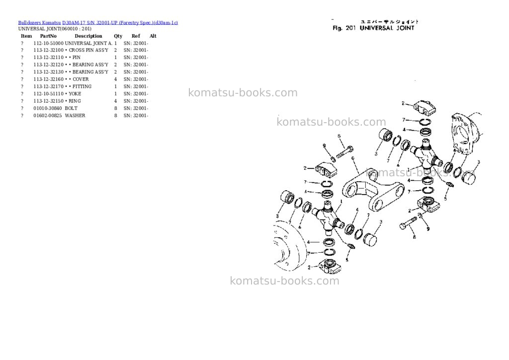 Komatsu D30AM-17 S/N 32001-UP (Forestry Spec.) Parts catalog cover Page 9