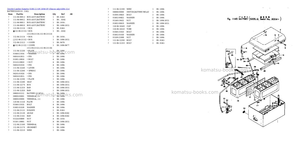 Komatsu D30S-12 S/N 5004-UP (Chassis only) Parts catalog cover Page 10