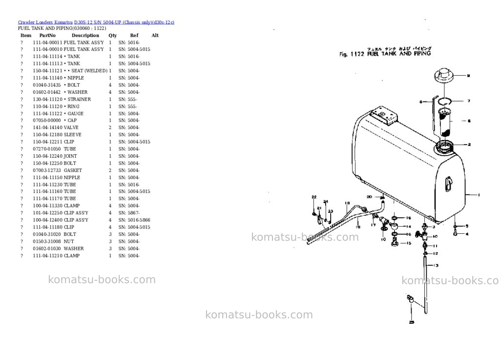 Komatsu D30S-12 S/N 5004-UP (Chassis only) Parts catalog cover Page 5