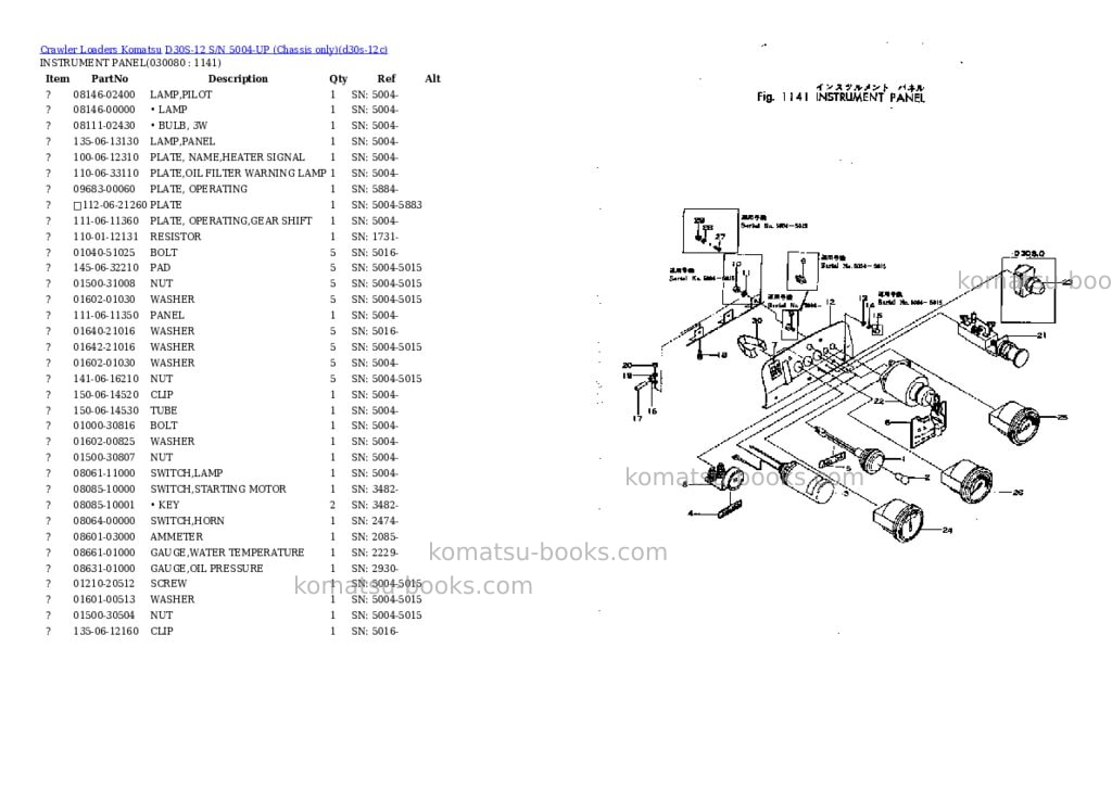 Komatsu D30S-12 S/N 5004-UP (Chassis only) Parts catalog cover Page 7