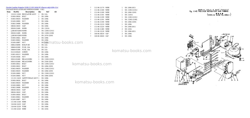 Komatsu D30S-12 S/N 5004-UP (Chassis only) Parts catalog cover Page 8