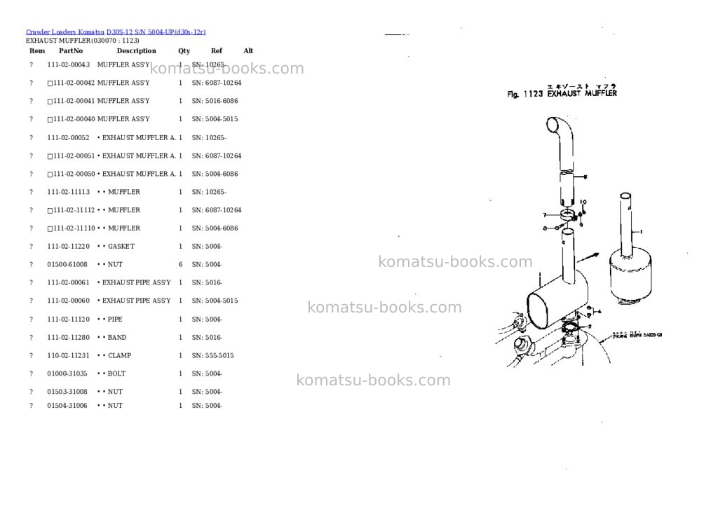 Komatsu d30s-12 s/n 5004-up chassis only Parts catalog cover Page 6