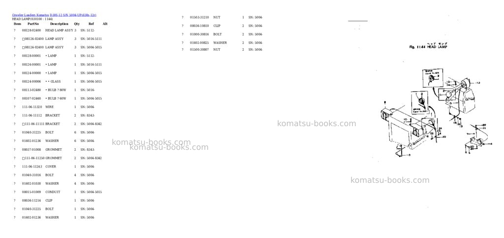 Komatsu d30s-12 s/n 5004-up chassis only Parts catalog cover Page 9