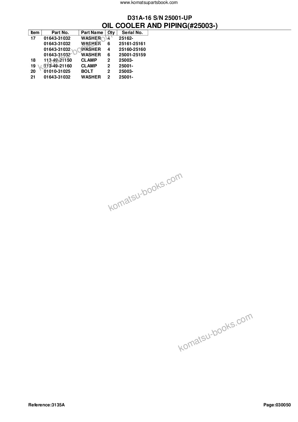 Komatsu d31a-16 s/n 25001-up Parts catalog cover Page 10 Komatsu d31a-16 s/n 25001-up Parts catalog cover Page 10
