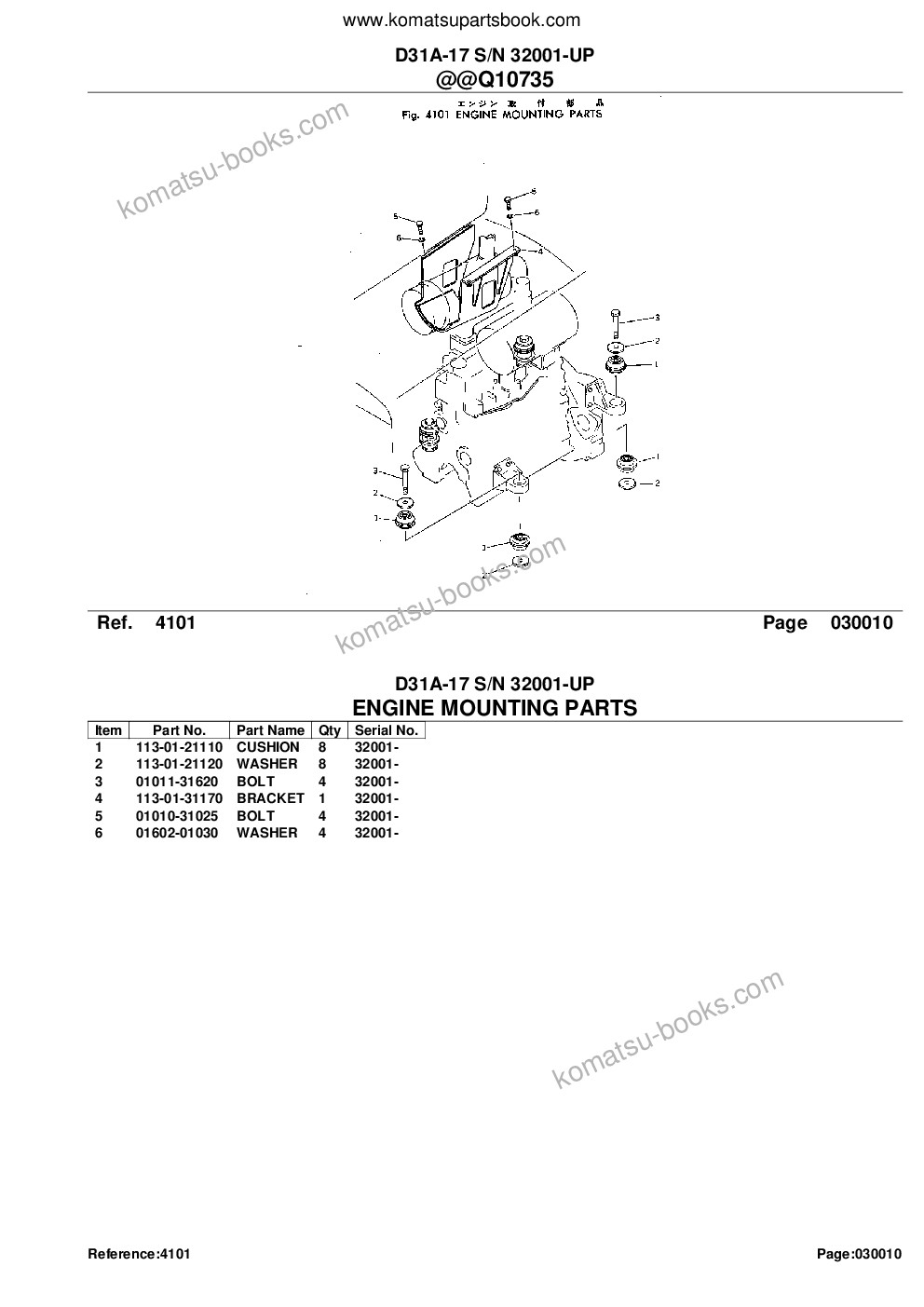Komatsu d31a-17 s/n 32001-up Parts catalog cover Page 3