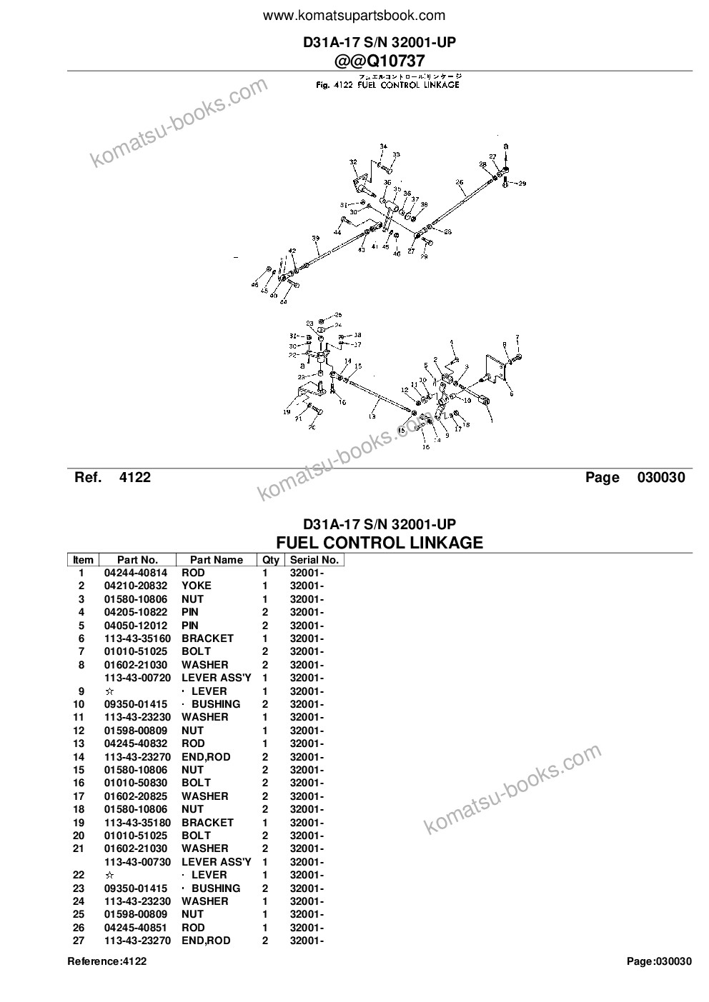 Komatsu d31a-17 s/n 32001-up Parts catalog cover Page 6