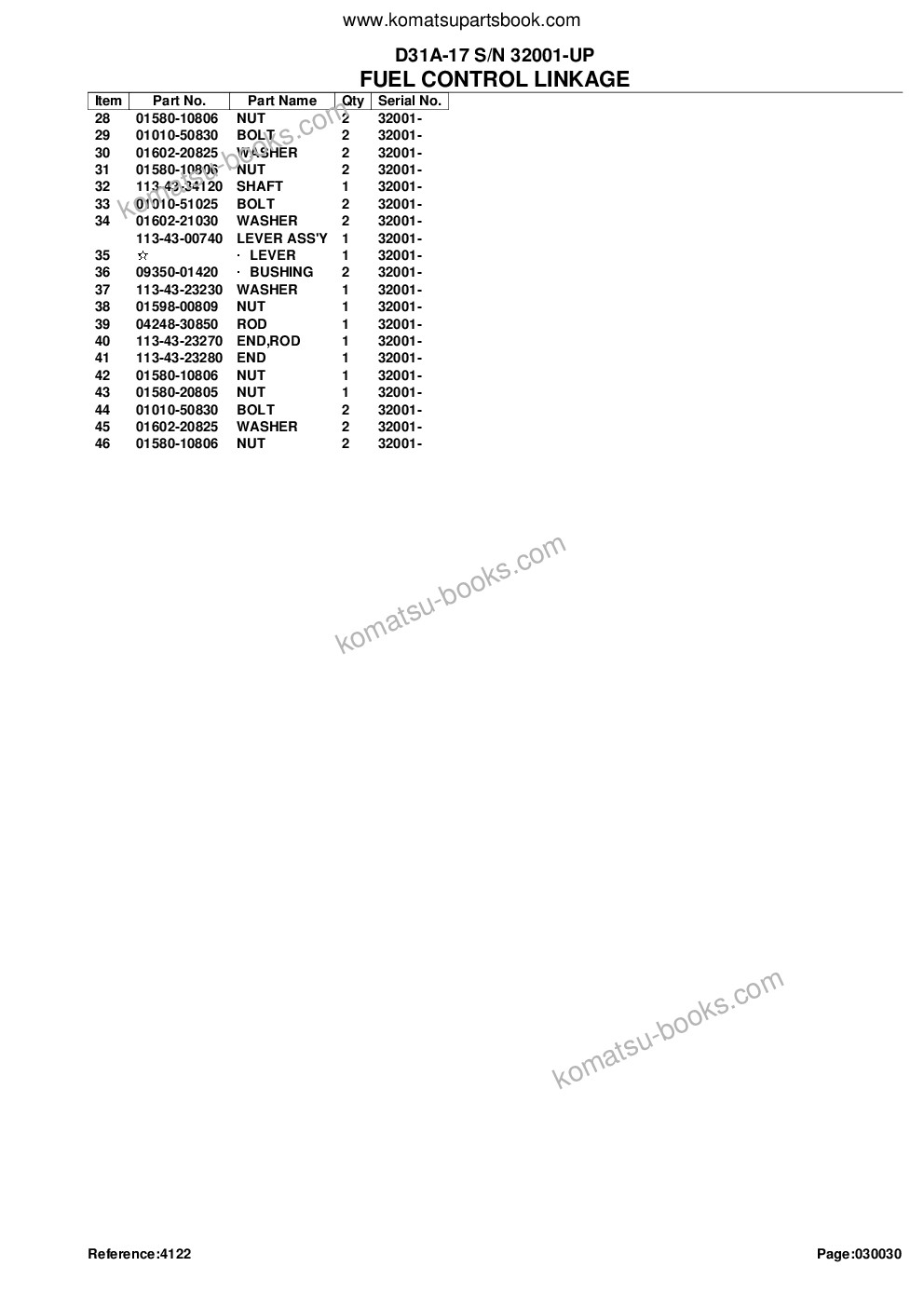 Komatsu d31a-17 s/n 32001-up Parts catalog cover Page 7
