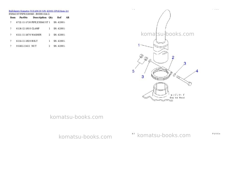 Komatsu d31am-20 s/n 42001-up Parts catalog cover Page 3