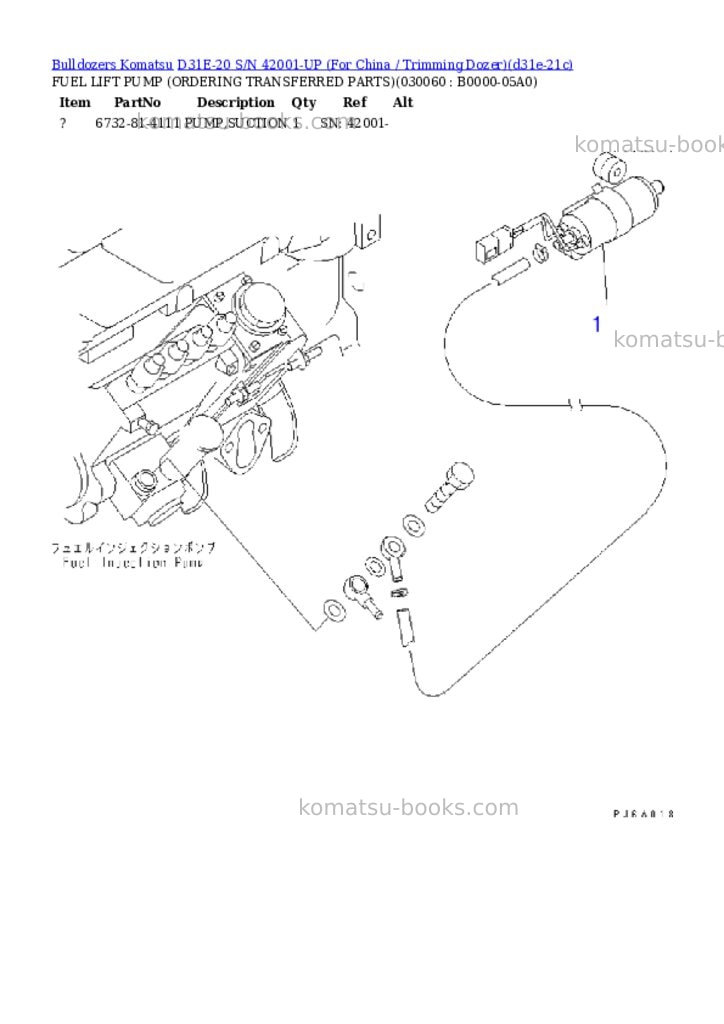Komatsu D31E-20 S/N 42001-UP (For China / Trimming Dozer) Parts catalog cover Page 5