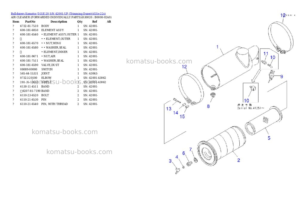 Komatsu D31E-20 S/N 42001-UP (Trimming Dozer) Parts catalog cover