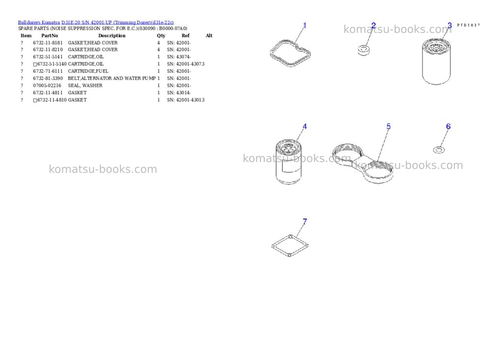 Komatsu D31E-20 S/N 42001-UP (Trimming Dozer) Parts catalog cover Page 8