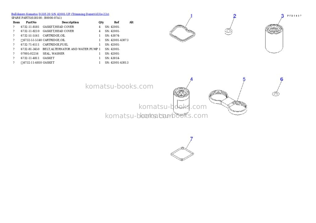 Komatsu D31E-20 S/N 42001-UP (Trimming Dozer) Parts catalog cover Page 9