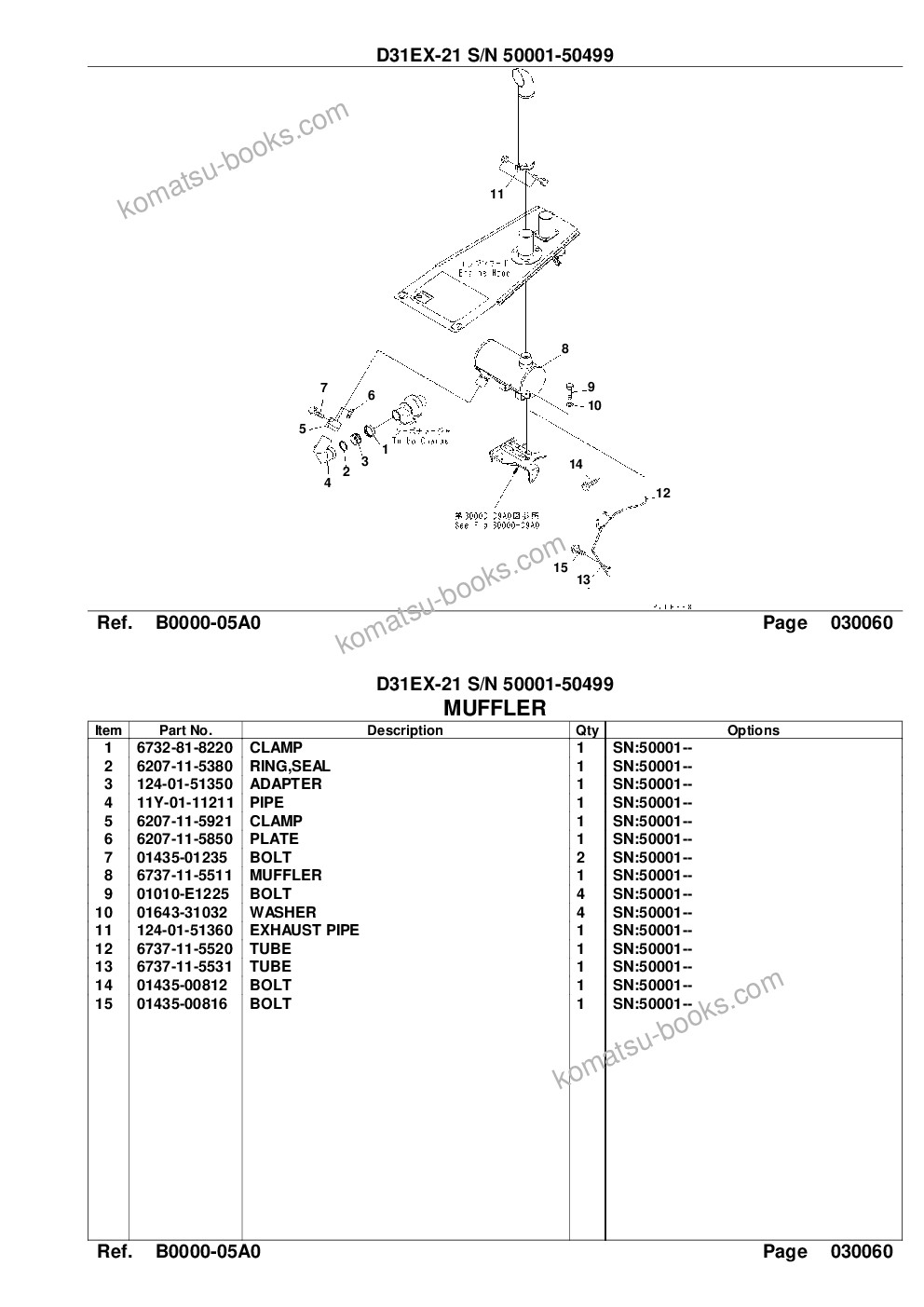 Komatsu d31ex-21 s/n 50001-50499 for north america Parts catalog cover Page 9