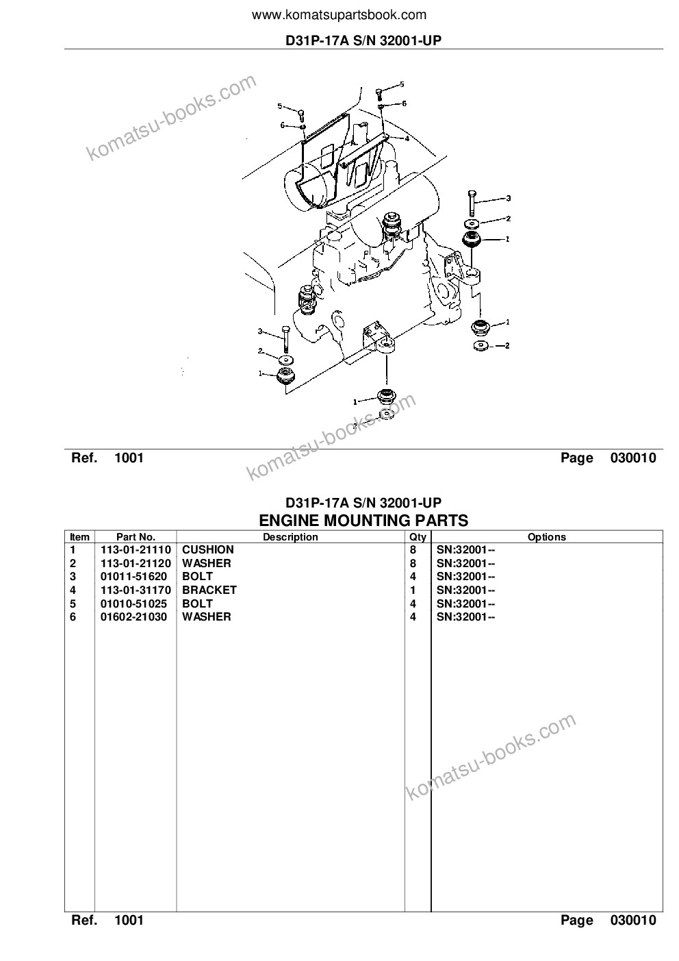 Komatsu d31p-17a s/n 32001-up power angle tilt dozer Parts catalog cover Page 3