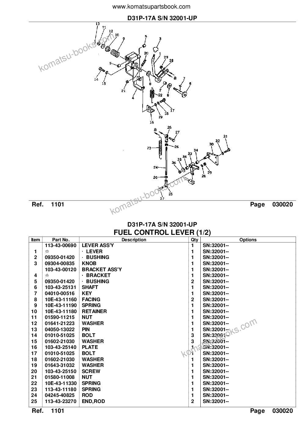 Komatsu d31p-17a s/n 32001-up power angle tilt dozer Parts catalog cover Page 4