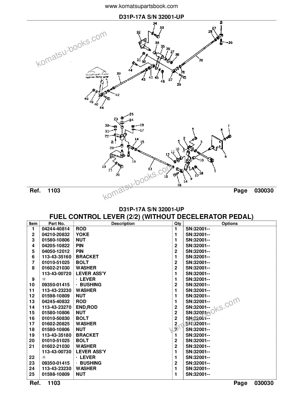 Komatsu d31p-17a s/n 32001-up power angle tilt dozer Parts catalog cover Page 6