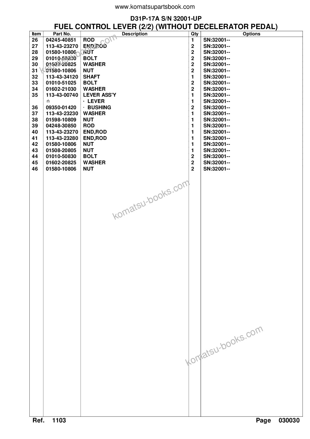 Komatsu d31p-17a s/n 32001-up power angle tilt dozer Parts catalog cover Page 7