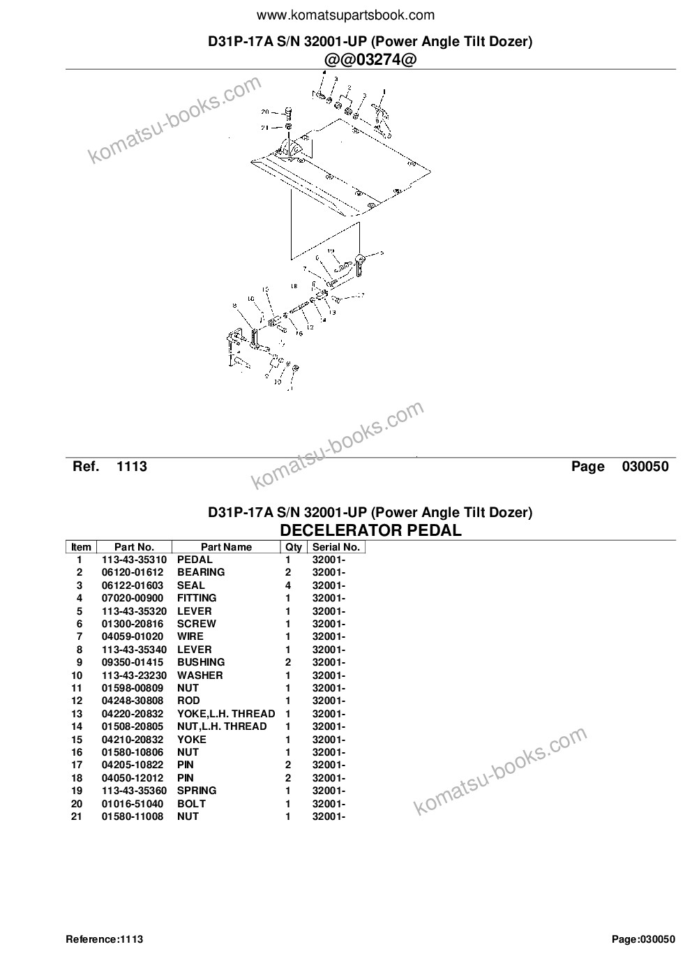 Komatsu D31P-17A S/N 32001-UP (Power Angle Tilt Dozer) Parts catalog cover Page 10 Komatsu D31P-17A S/N 32001-UP (Power Angle Tilt Dozer) Parts catalog cover Page 10