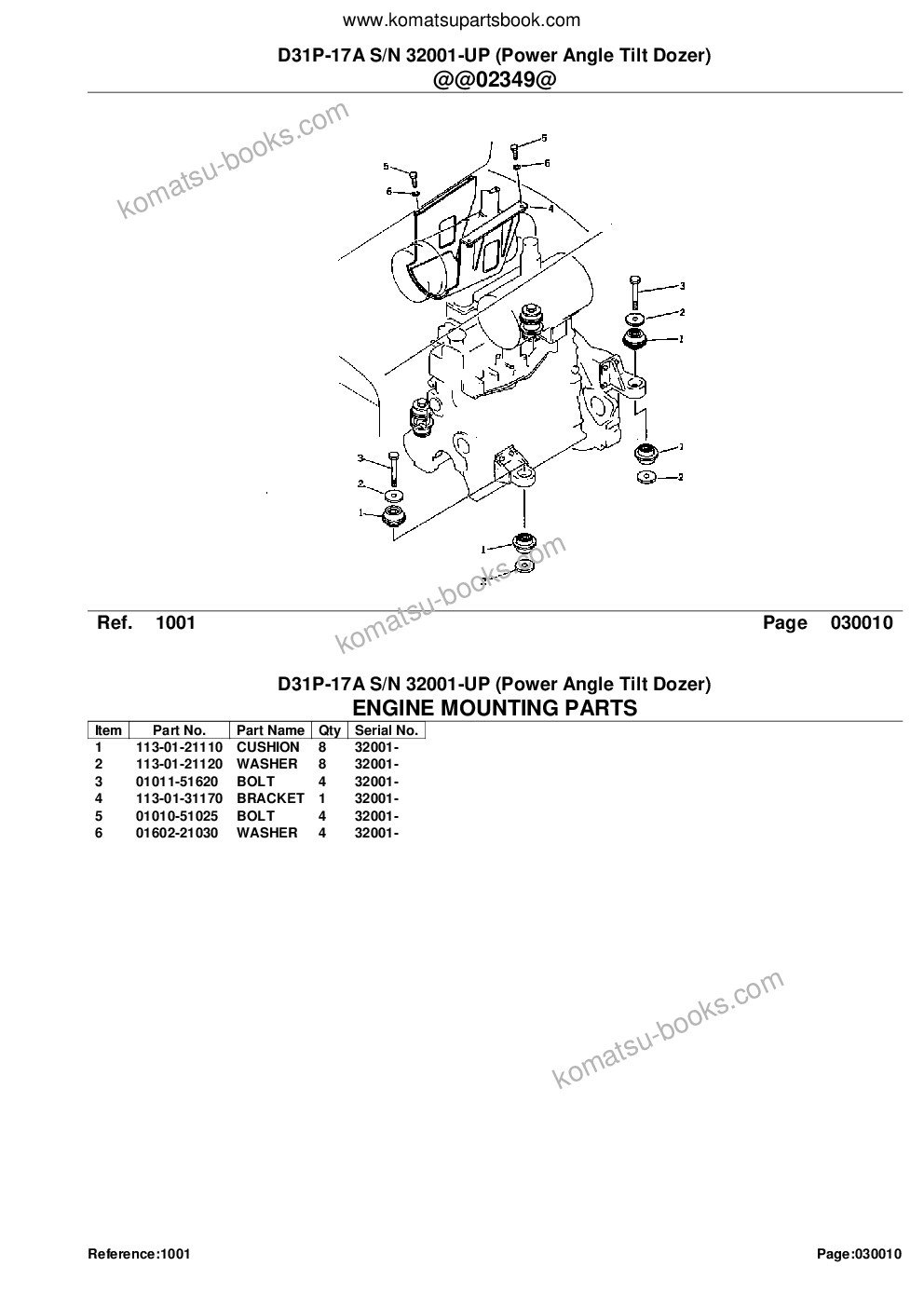 Komatsu D31P-17A S/N 32001-UP (Power Angle Tilt Dozer) Parts catalog cover Page 3 Komatsu D31P-17A S/N 32001-UP (Power Angle Tilt Dozer) Parts catalog cover Page 3