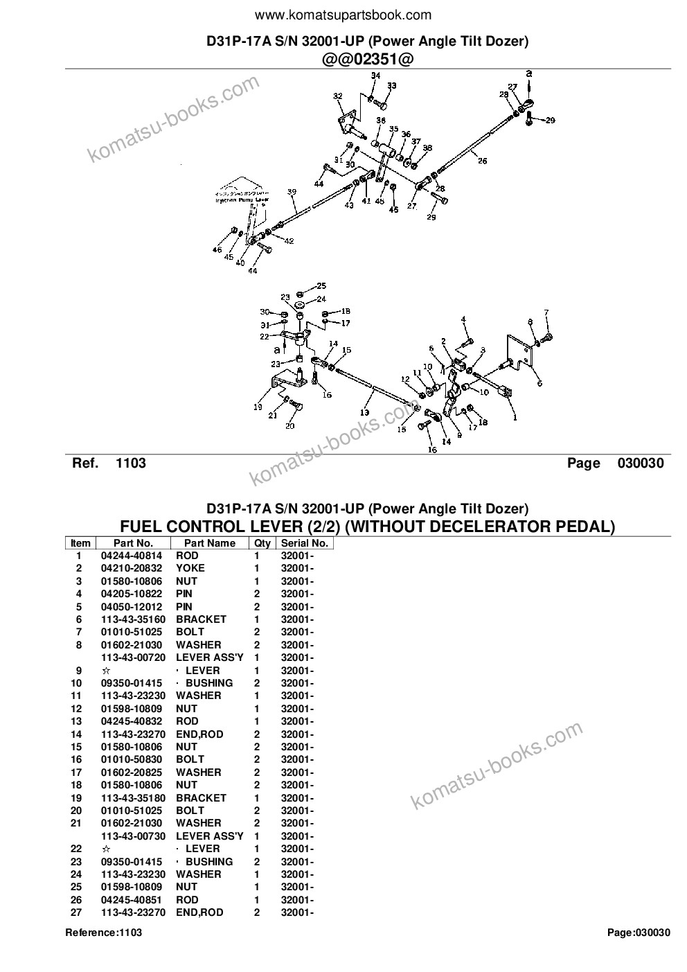 Komatsu D31P-17A S/N 32001-UP (Power Angle Tilt Dozer) Parts catalog cover Page 6 Komatsu D31P-17A S/N 32001-UP (Power Angle Tilt Dozer) Parts catalog cover Page 6