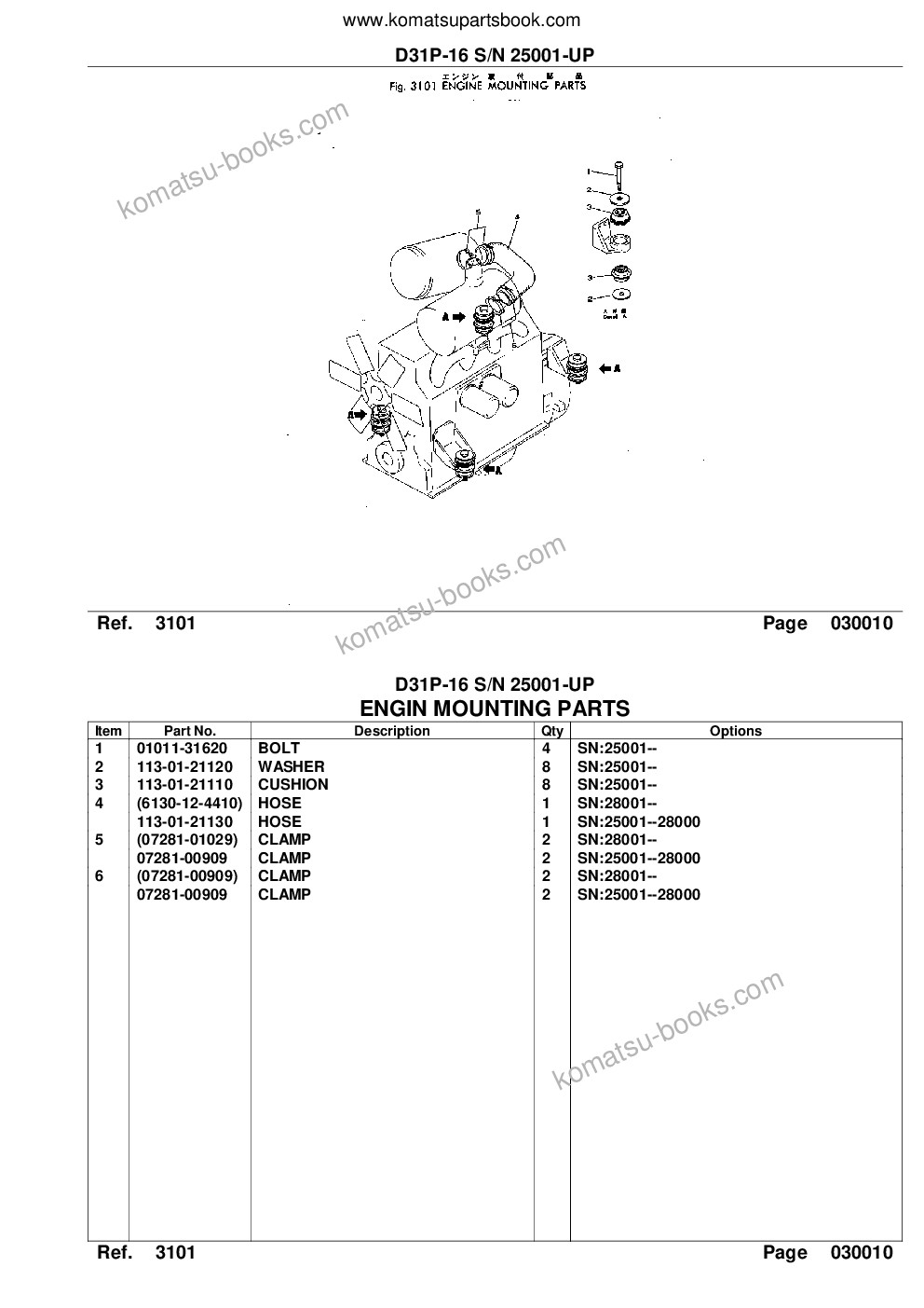 Komatsu d31p-16 s/n 25001-up Parts catalog cover Page 3