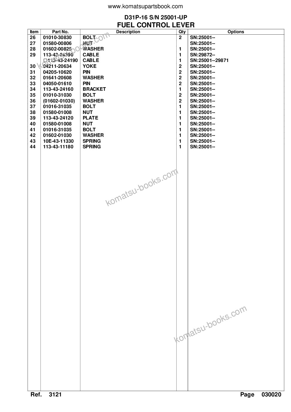 Komatsu d31p-16 s/n 25001-up Parts catalog cover Page 5