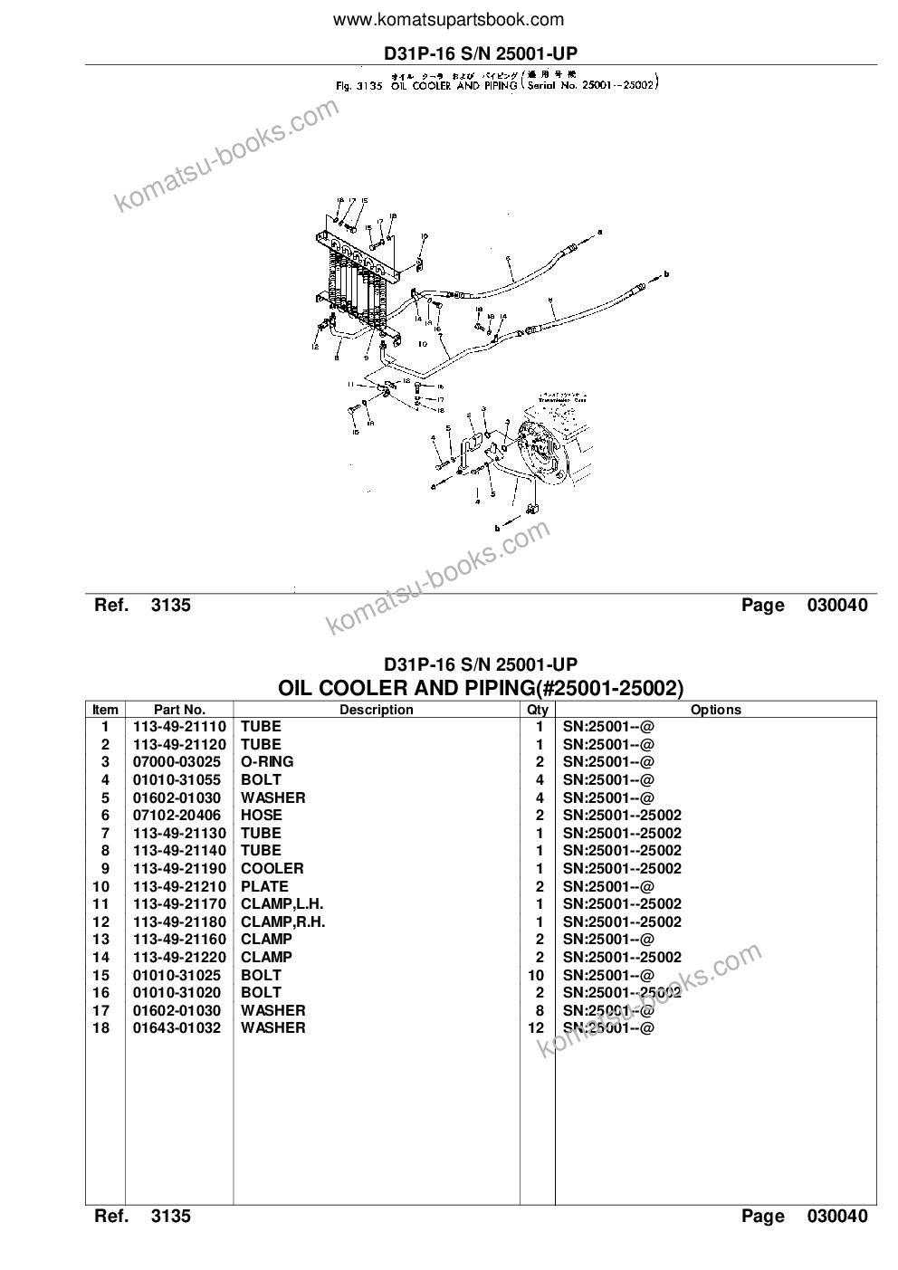 Komatsu d31p-16 s/n 25001-up Parts catalog cover Page 8