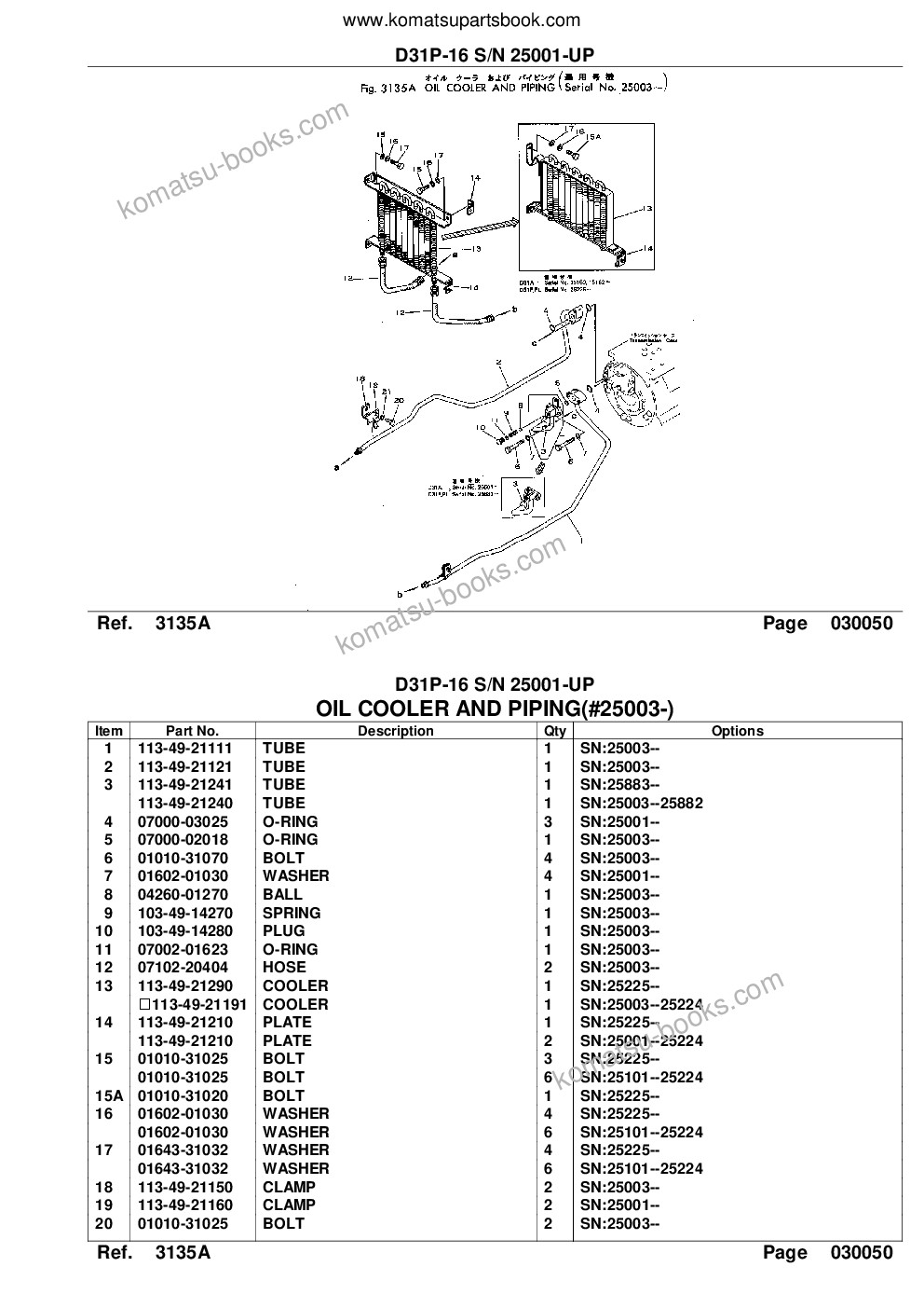 Komatsu d31p-16 s/n 25001-up Parts catalog cover Page 9