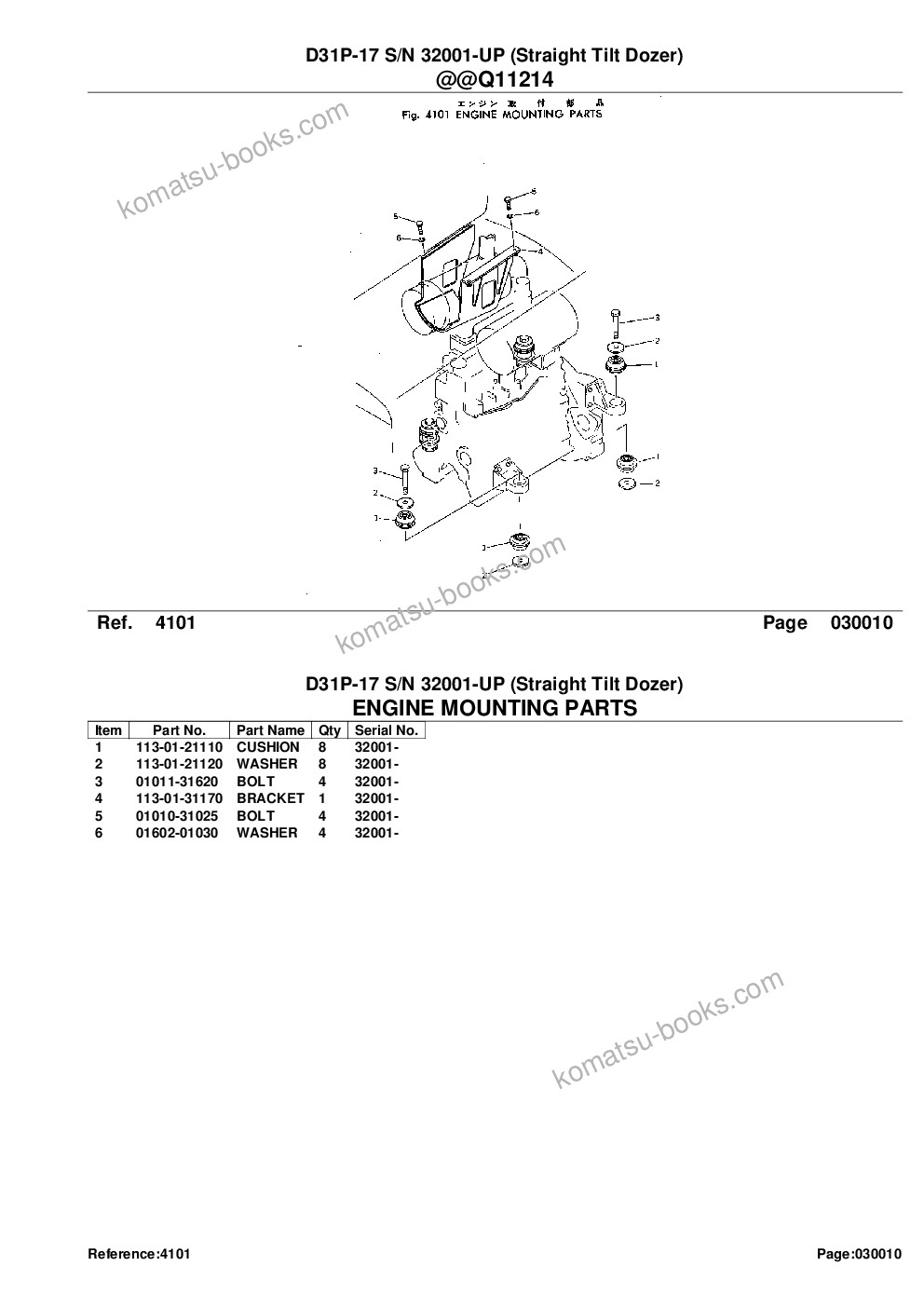 Komatsu d31p-17 s/n 32001-up straight tilt dozer Parts catalog cover Page 3