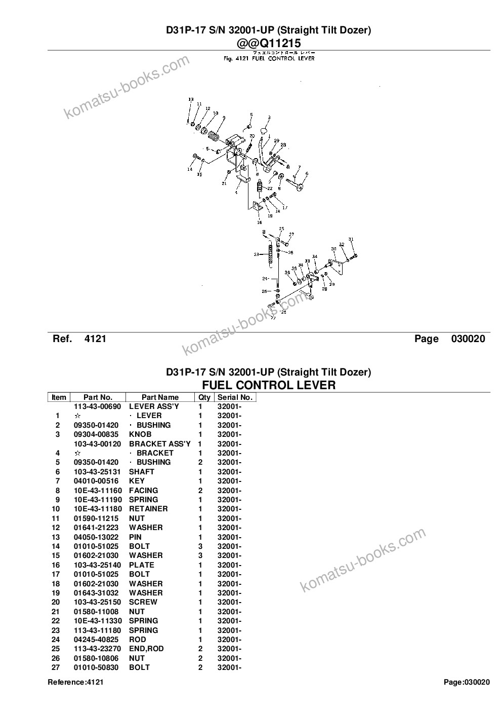 Komatsu d31p-17 s/n 32001-up straight tilt dozer Parts catalog cover Page 4