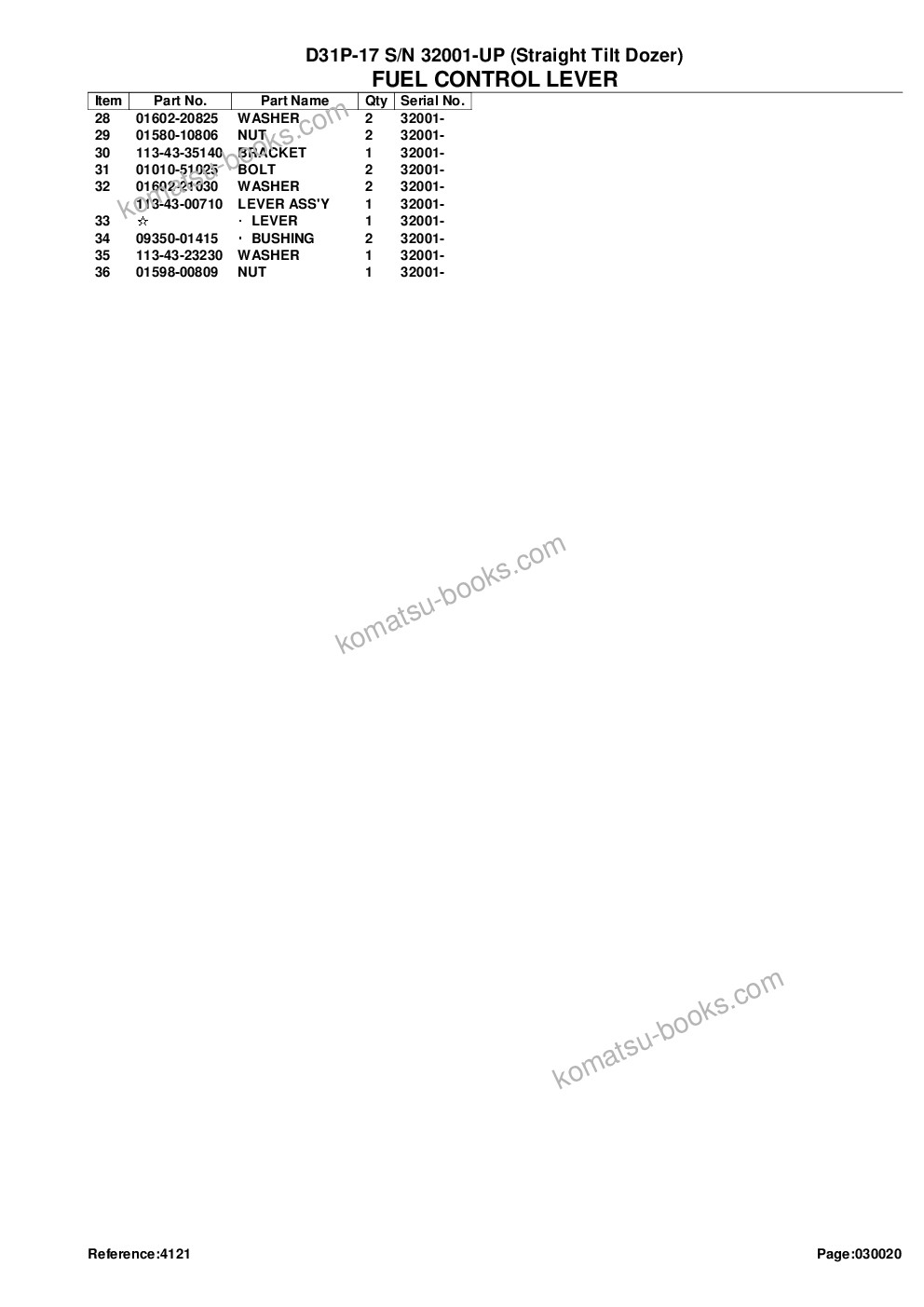 Komatsu d31p-17 s/n 32001-up straight tilt dozer Parts catalog cover Page 5