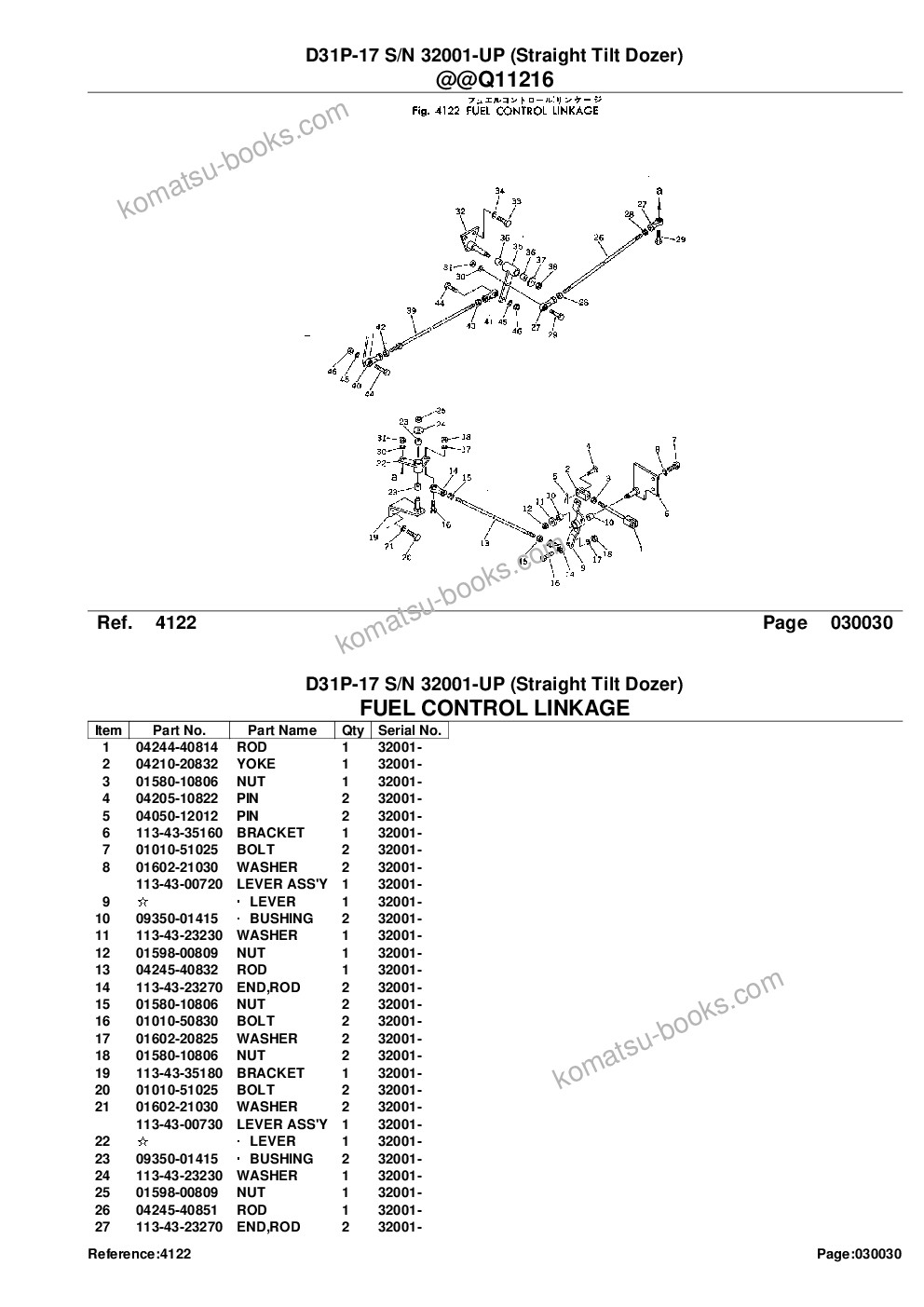 Komatsu d31p-17 s/n 32001-up straight tilt dozer Parts catalog cover Page 6