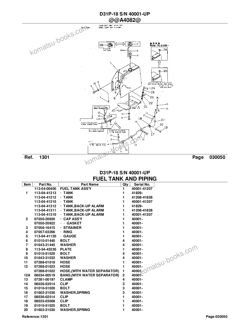 Komatsu d31p-18 s/n 40001-up 配件目录 封面 页 10