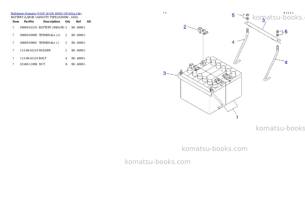 Komatsu D31P-18 S/N 40001-UP Parts catalog cover Page 8