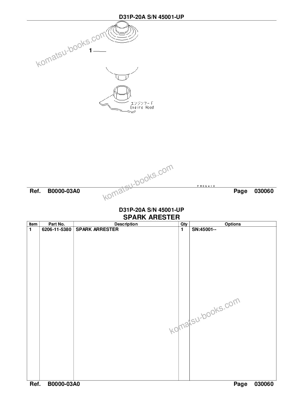 Komatsu d31p-20a s/n 45001-up power angle tilt dozer Parts catalog cover Page 8