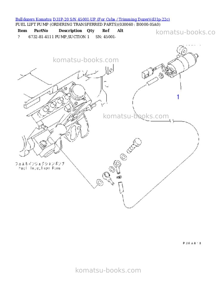 Komatsu D31P-20 S/N 45001-UP (For Cuba / Trimming Dozer) Parts catalog cover Page 5